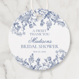Étiquettes Cadeau Cercle de fête prénuptiale à motif floral rétro bl