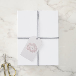 Étiquettes-cadeau Cercle rose roux et roux de mariage monogramme feu