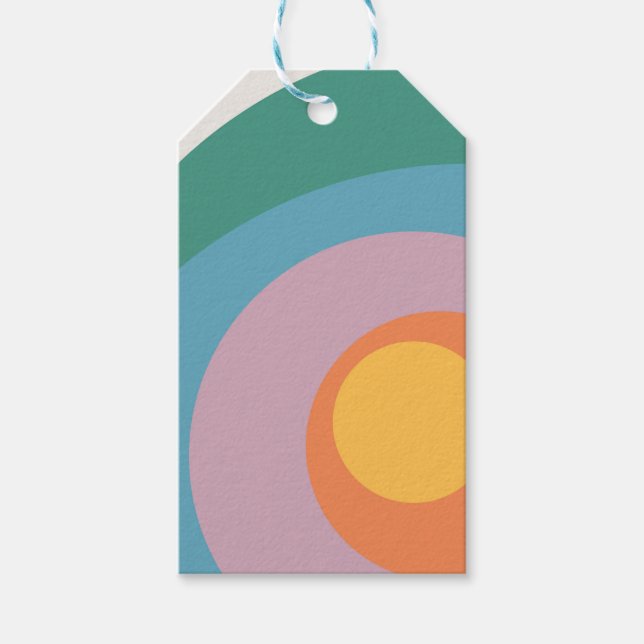 Étiquettes-cadeau Cercles de style rétro multicolore (Devant)