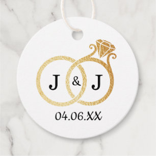 Étiquettes Cadeau Cercles Mariages Chic Faux Gold Foil