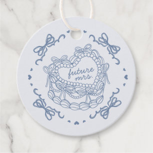 Étiquettes Cadeau Cérémonie de gâteau rétro bleu bow cœur coquette p