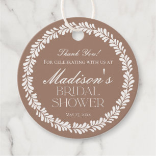 Étiquettes Cadeau Cérémonie de mariage Mocha Brown Talavera Fiesta E