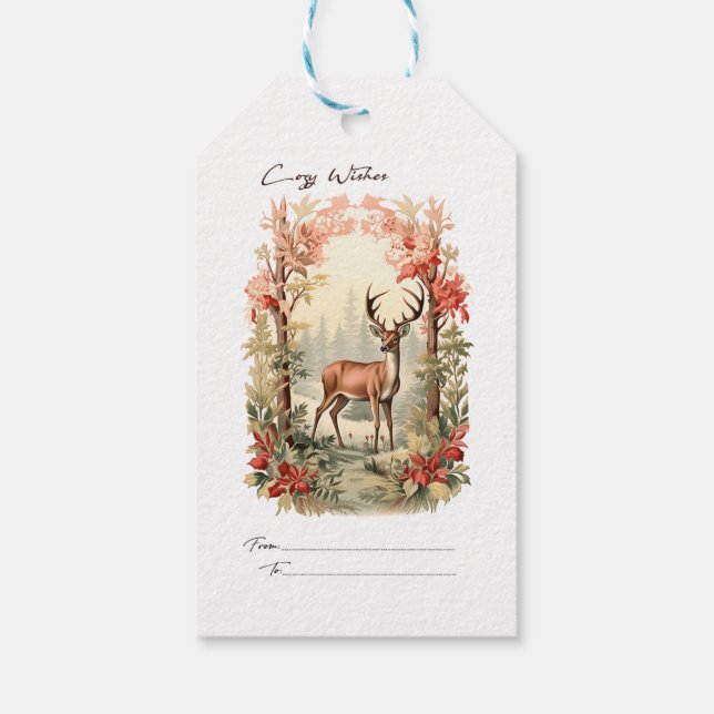 Étiquettes-cadeau Cerf de voeux douillet (Dos)