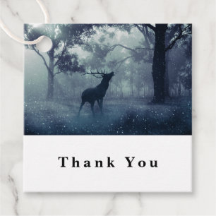Étiquettes Cadeau Cerfs avec Antlers dans une forêt ombragée - Merci