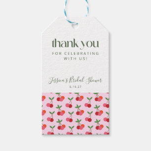 Étiquettes-cadeau Cerise Fruit Rouge rose Merci de douche verte