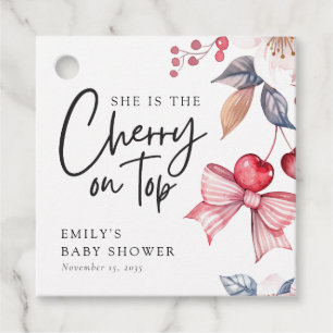 Étiquettes Cadeau Cerise sur le Baby shower de coquette de la cornei
