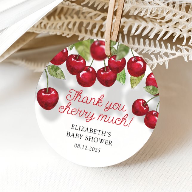 Étiquettes Cadeau Cerise sur le Baby shower Merci supérieur (Créateur téléchargé)