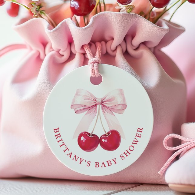 Étiquettes Cadeau Cerise sur le Baby shower supérieur (Créateur téléchargé)
