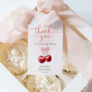 Étiquettes-cadeau Cerise sur le dessus Bow Coquette Baby shower Merc