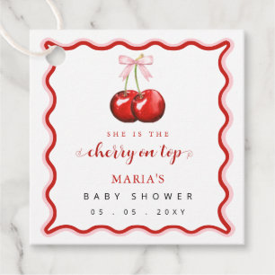 Étiquettes Cadeau Cerise sur le dessus Coquette Baby shower de fille