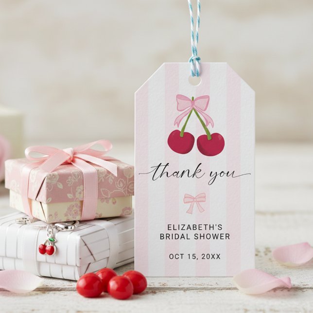 Étiquettes-cadeau Cerise sur le dessus de la douche de mariage Coque (Créateur téléchargé)