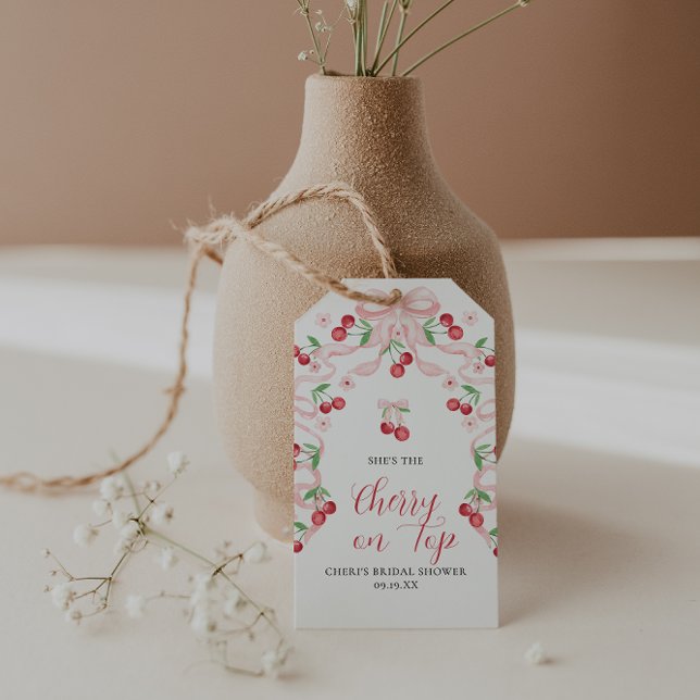 Étiquettes-cadeau Cerise sur le dessus | Faveur Fête des mariées (Créateur téléchargé)