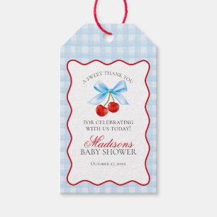Étiquettes-cadeau Cerise Sweet Blue Coquette Bow Baby shower Favoris