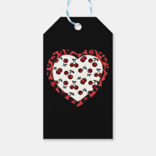 Étiquettes-cadeau Cerises RAB Empreinte de léopard Heart Rockabilly