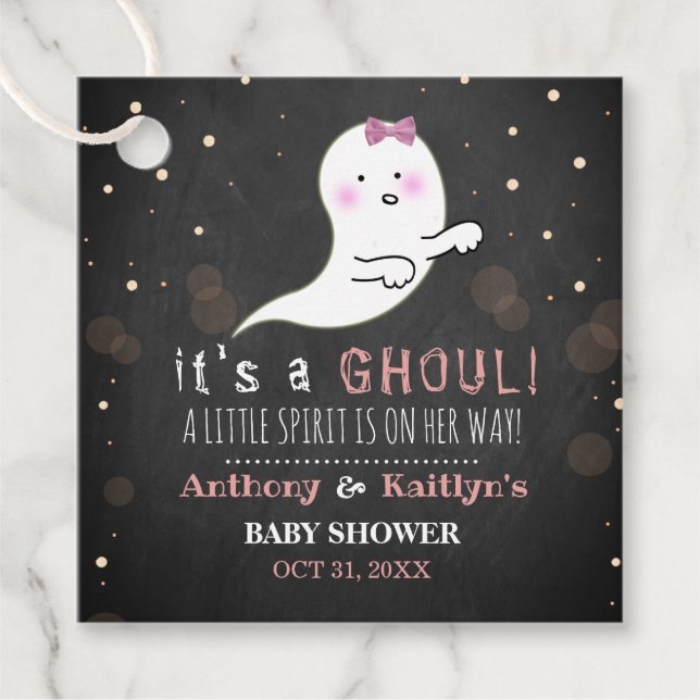 Étiquettes Cadeau C'est A Ghoul ! Baby shower d'Halloween Little Spi (Devant)
