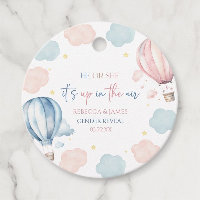Étiquettes Cadeau C'est dans l'air chaud ballon révélateur genre (Devant)