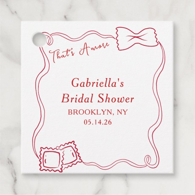 Étiquettes Cadeau C'est de l'amour Pâtes dessinées à la main Italie  (Devant)