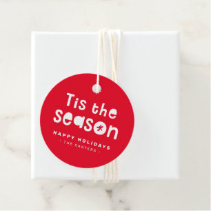 Étiquettes Cadeau C'est la saison CHRISTMAS CADEAU audacieux rouge f