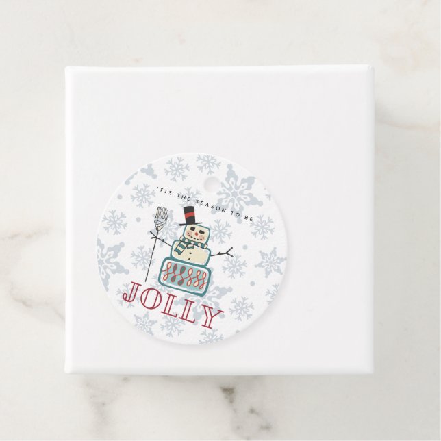 Étiquettes Cadeau 'C'est la saison d'être Jolly Snowman Noël (En situation)