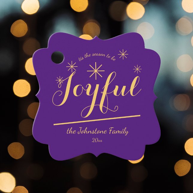 Étiquettes Cadeau "c'est la saison d'être Joyeux" Cool Gite Cadeau (Customize these Joyful purple favor tags to make them your own.)