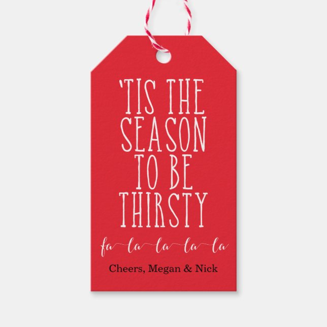 Étiquettes-cadeau 'C'Est La Saison D'Être Soif Rouge/Blanc Personnal (Devant)