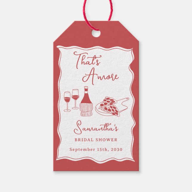 Étiquettes-cadeau C'est l'Amore Vin de Pizza Italien Rouge Baby Show (Devant)