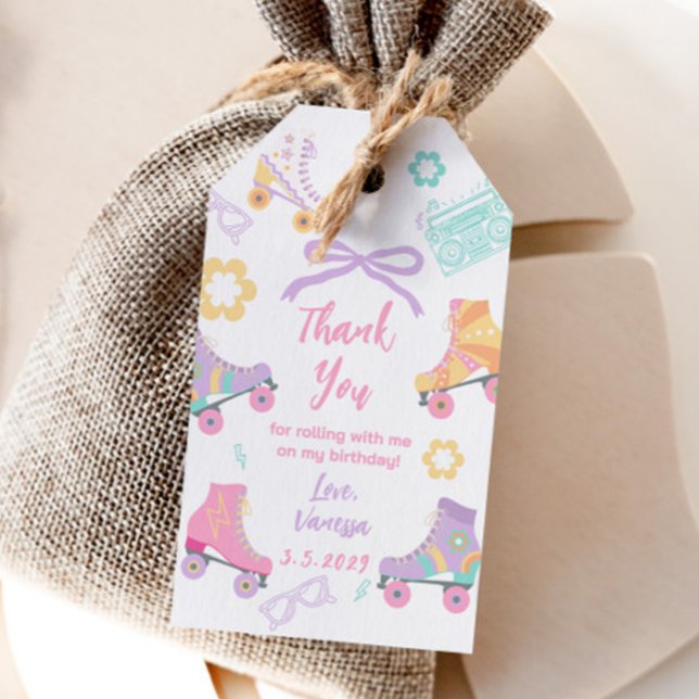 Étiquettes-cadeau C'est parti pour le patin à roulettes Rétro Annive (Créateur téléchargé)