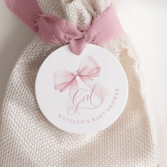 Étiquettes Cadeau C'est un Baby shower de la croupe rose fille (Créateur téléchargé)