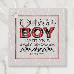 Étiquettes Cadeau C'est un garçon ! Baby shower de bûcheron rustique