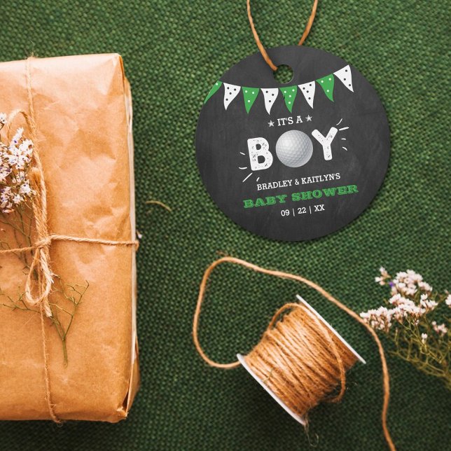 Étiquettes Cadeau C'est un garçon ! Golf Thème Co-ed Baby shower (Créateur téléchargé)