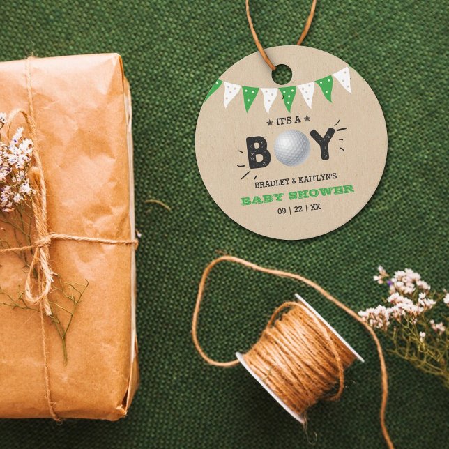 Étiquettes Cadeau C'est un garçon ! Golf Thème Co-ed Baby shower (Créateur téléchargé)