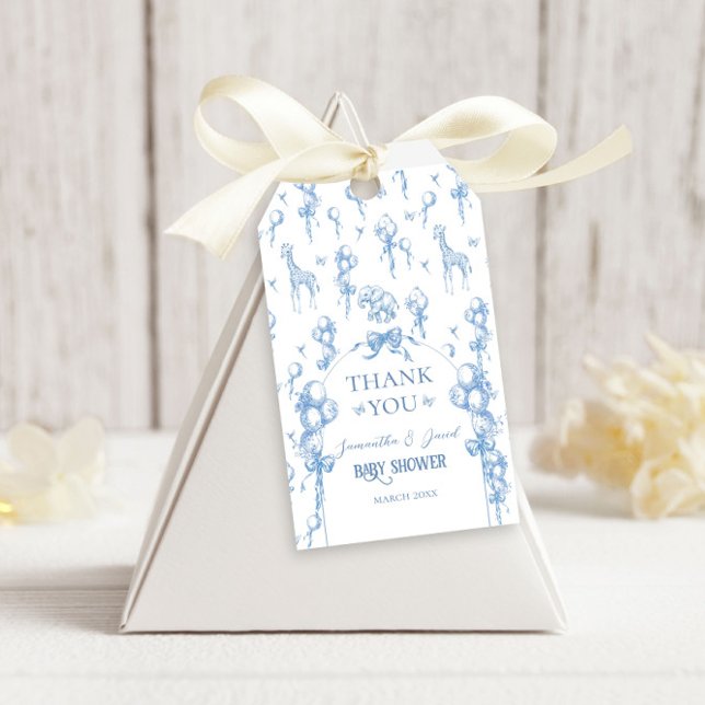 Étiquettes-cadeau C'est un safari de bébé garçon avec un ballon bleu (Créateur téléchargé)