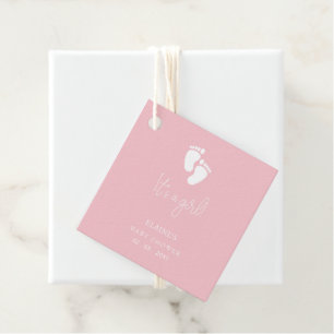 Étiquettes Cadeau C'est une fille Baby Footprint Baby shower rose mi