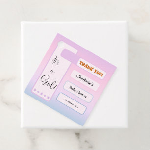 Étiquettes Cadeau C'est une fille ! Dégradé Violet Fête de Naissance