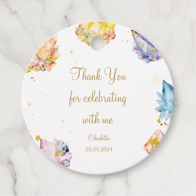 Étiquettes Cadeau C'est une Gem Birthday Crystals Girl'aquarelle (Devant)