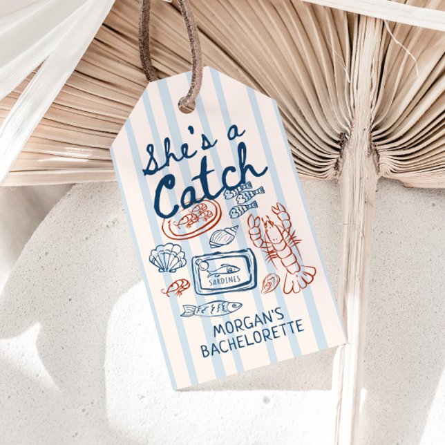 Étiquettes-cadeau C'est une pêche Célibataire côtière Fruits de mer (Créateur téléchargé)