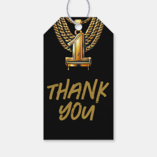 Étiquettes-cadeau Chaîne en or 1 #1 Goutte 1ère fête d'anniversaire