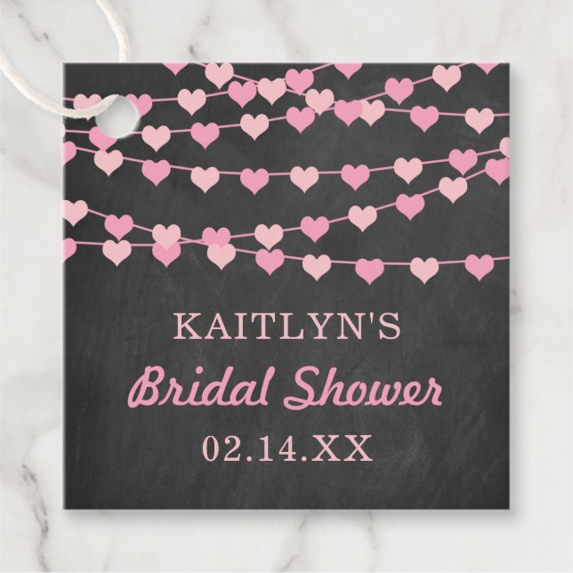 Étiquettes Cadeau Chaîne pendante Fête des mariées de coeur d'amour (Devant)