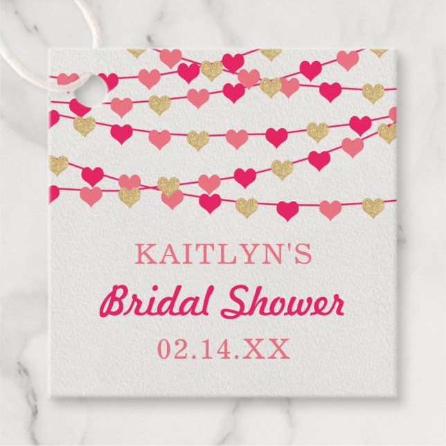 Étiquettes Cadeau Chaîne pendante Fête des mariées de coeur d'amour (Devant)