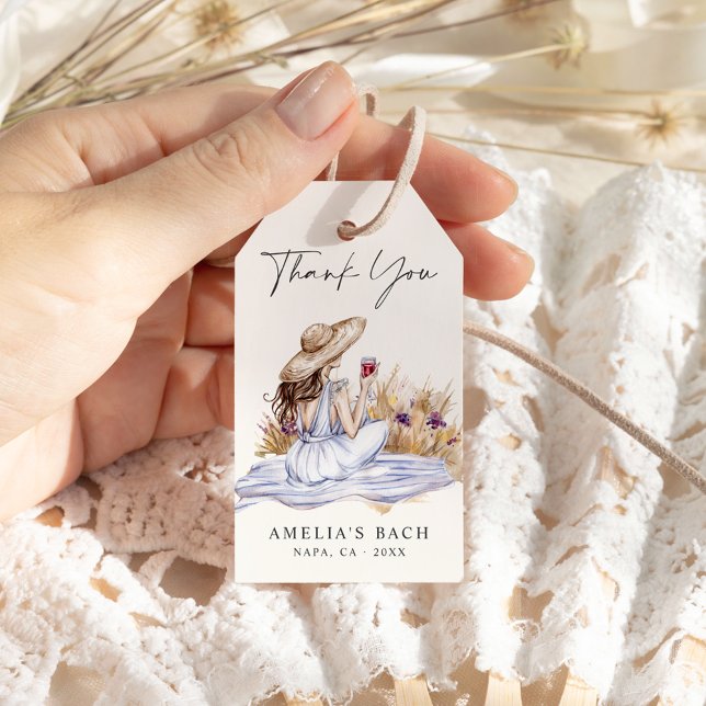 Étiquettes-cadeau Chalet de pique-nique de vin Bachelorette (Créateur téléchargé)