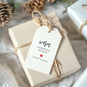 Étiquettes-cadeau Chaleureux voeux de Noël, chocolat chaud ou thé