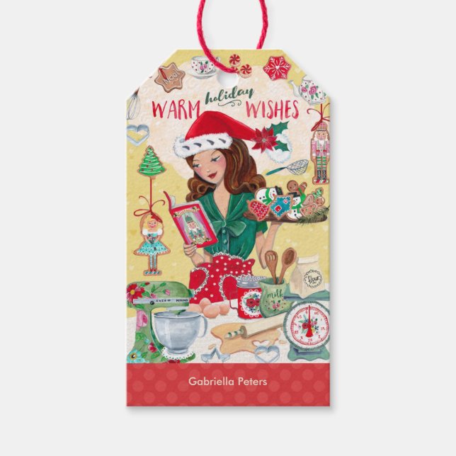 Étiquettes-cadeau Chaleureux voeux De Vacances | Cookies de cuisson  (Devant)