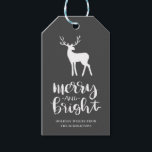 Étiquettes-cadeau Chalkboard Antler Merry & Bright Script Christmas<br><div class="desc">Joyeux Joyeux Antler blanc et brillant Noël</div>