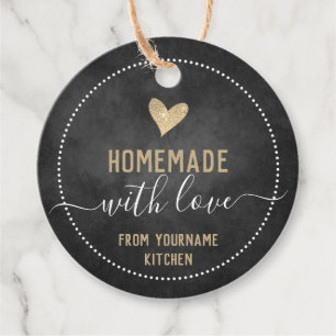 Étiquettes Cadeau Chalkboard Fancy Script Fait maison Produits alime