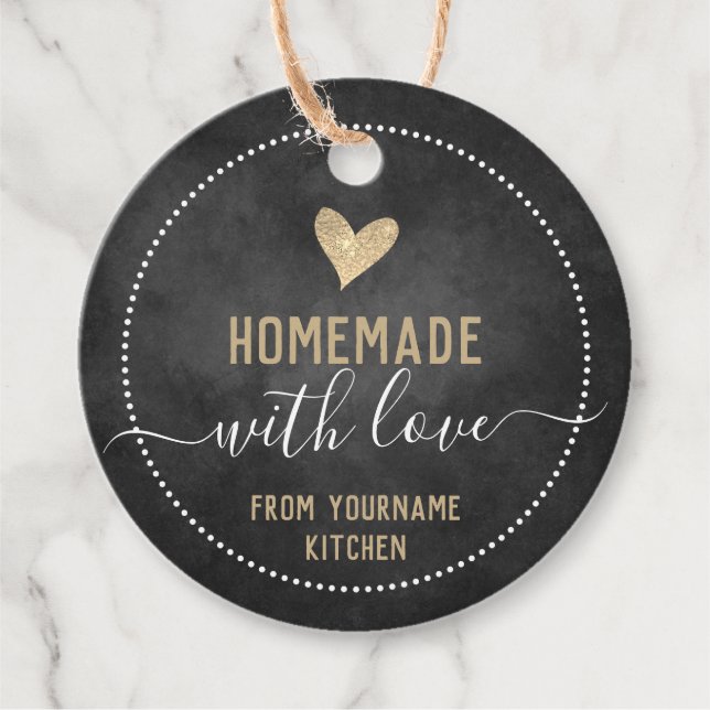 Étiquettes Cadeau Chalkboard Fancy Script Fait maison Produits alime (Devant)
