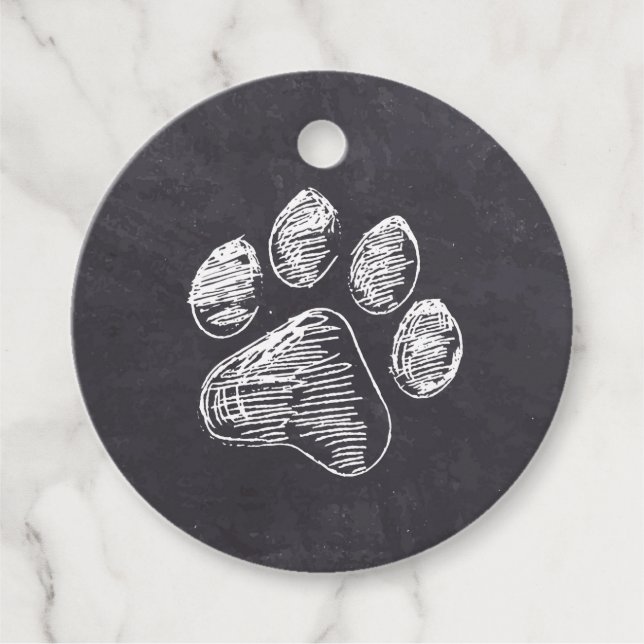 Étiquettes Cadeau Chalkboard - Pawty Chiot - Empreinte de patte d'an (Devant)