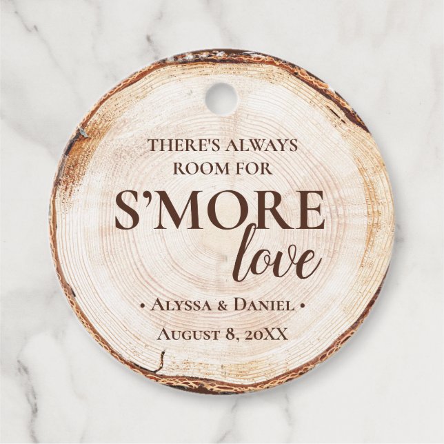 Étiquettes Cadeau Chambre pour S'mores Love Custom Rustic Mariage (Devant)