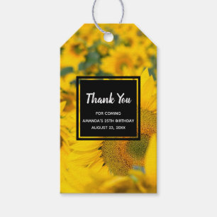Étiquettes-cadeau Champ de Tournesols Jaunes Photographie Anniversai