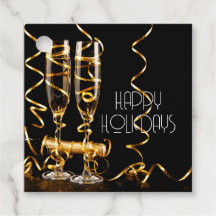 Champagne Ruban Doré Joyeuses Fêtes