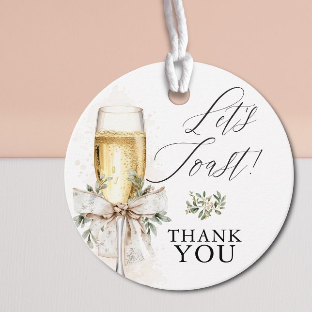 Étiquettes Cadeau Champagne Trinquons Hiver Neutre Merci (Créateur téléchargé)